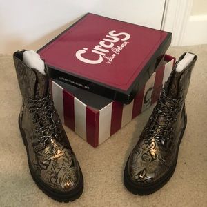 Circus metallic combat boots size 9